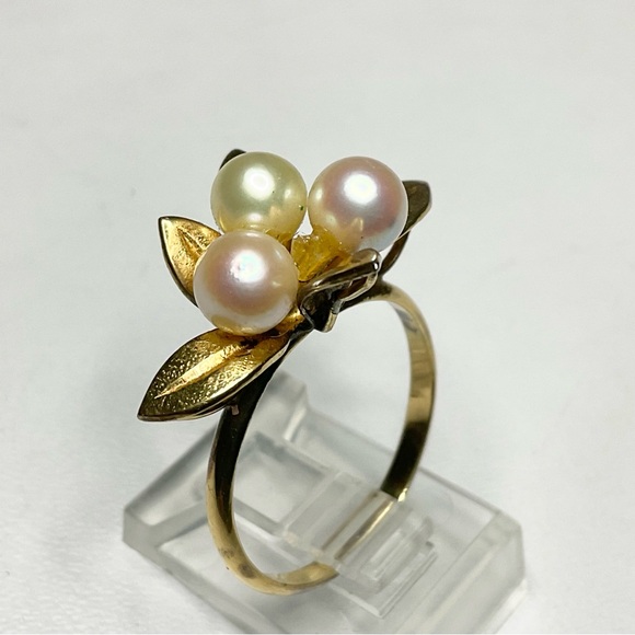 Vintage 14K GE Cultured Pearl Ring SZ 7.75 - Picture 2 of 6